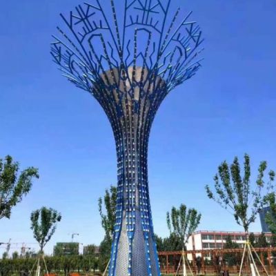 大型镂空标志不锈钢雕塑