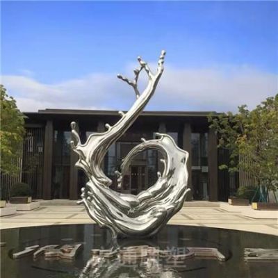 广场抽象海浪不锈钢雕塑