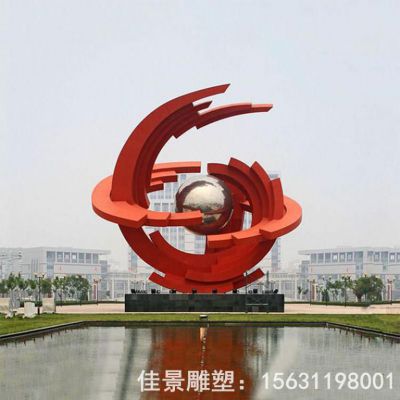 别墅红色标志不锈钢雕塑