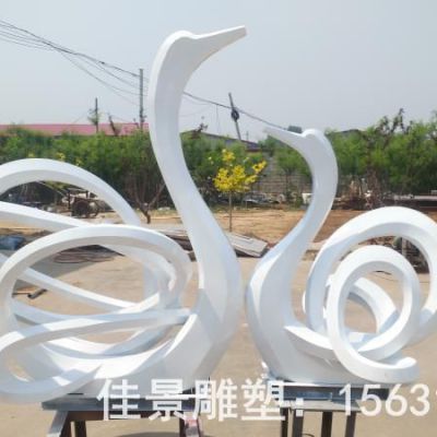 几何天鹅不锈钢景观雕塑