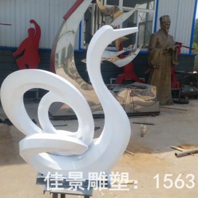 抽象白色天鹅不锈钢雕塑