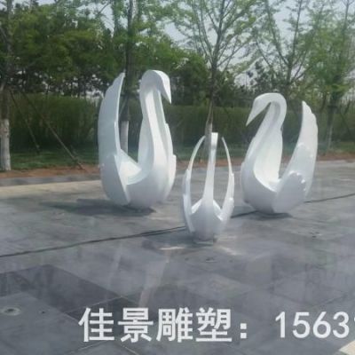 白色天鹅不锈钢动物雕塑