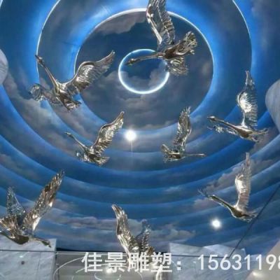 发光天鹅动物不锈钢雕塑