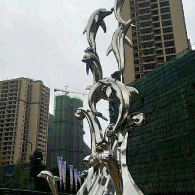 抽象海豚不锈钢抽象雕塑