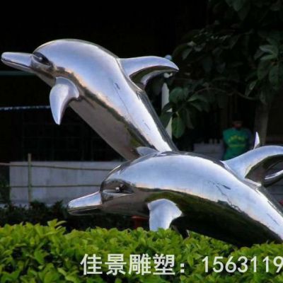抽象海豚不锈钢动物雕塑