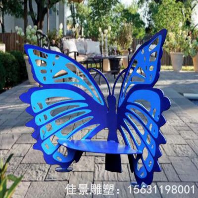 蓝色蝴蝶不锈钢庭院雕塑