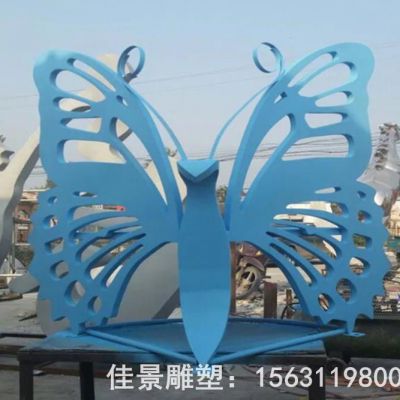 蓝色蝴蝶不锈钢校园雕塑