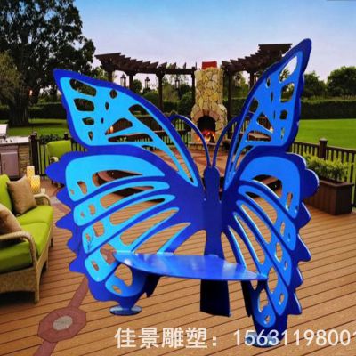 蓝色蝴蝶不锈钢公园雕塑