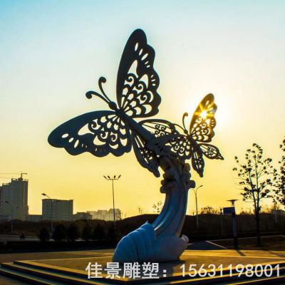 蓝色蝴蝶不锈钢广场雕塑
