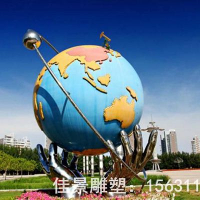 镂空不锈钢地球仪别墅雕塑