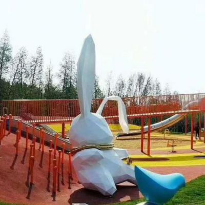 卡通兔子不锈钢景观雕塑