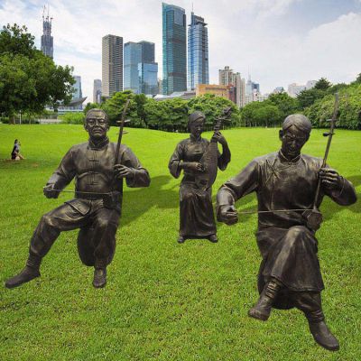 拉二胡园林人物铜雕