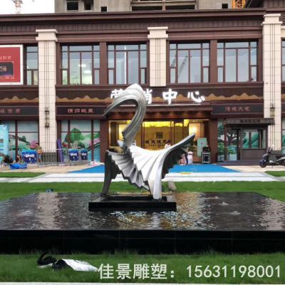 抽象凤凰庭院不锈钢雕塑