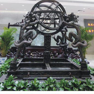 古代浑天仪商场标志铜雕