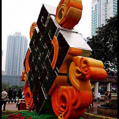 彩绘中国结户外不锈钢雕塑