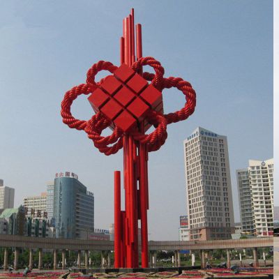 彩绘中国结广场不锈钢雕塑