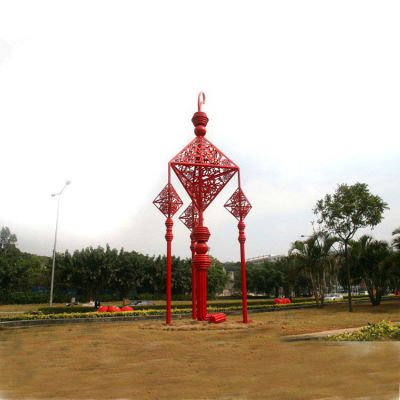 彩绘中国结城市不锈钢雕塑