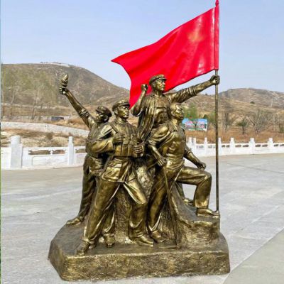 举旗红军小区人物铜雕
