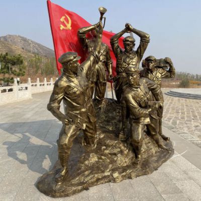 举旗红军公园人物铜雕