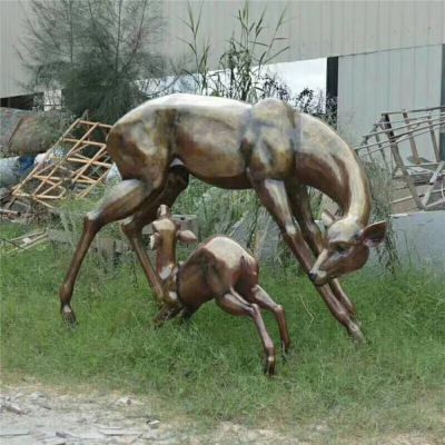 小鹿校园动物铜雕