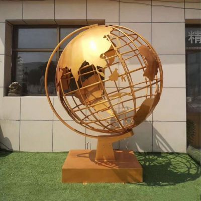 不锈钢景观彩绘地球仪雕塑