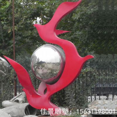 不锈钢飞鸽标志动物雕塑
