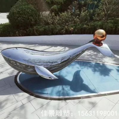 动物海豚镜面不锈钢雕塑