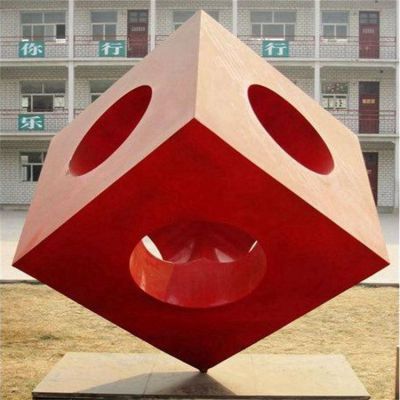不锈钢方块彩绘景观雕塑