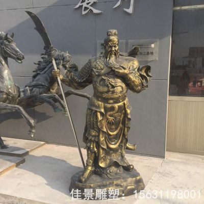 撸胡须关公街边标志铜雕