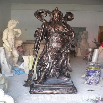 撸胡须关公庭院标志铜雕