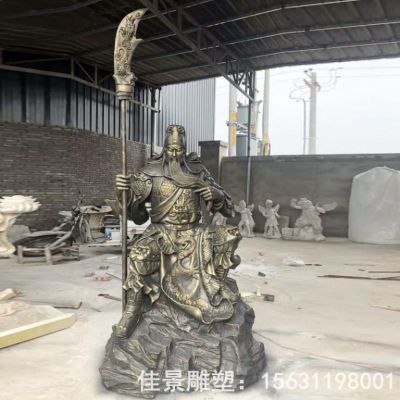 撸胡须关公小区标志铜雕