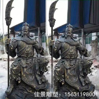 撸胡须关公园林标志铜雕
