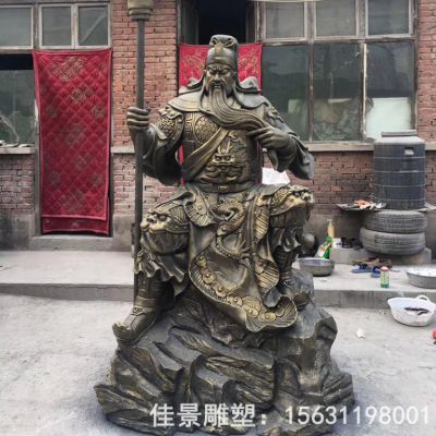 撸胡须关公校园标志铜雕