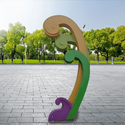 彩绘海浪不锈钢别墅雕塑