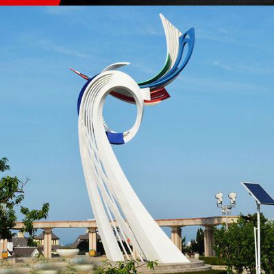 彩绘海浪不锈钢庭院雕塑