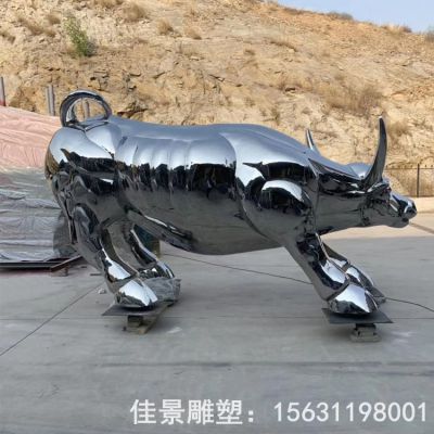 抽象牛动物不锈钢雕塑
