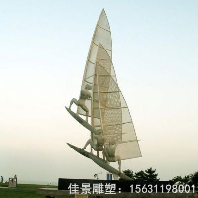 镂空船帆标志不锈钢雕塑