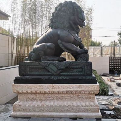 青铜狮子庭院景观铜雕