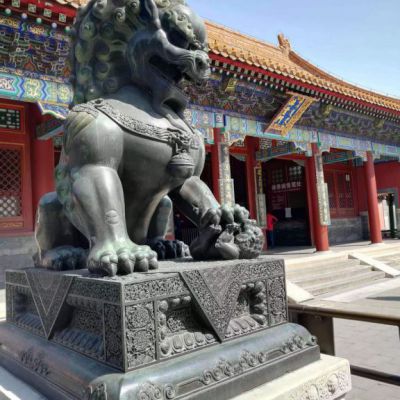 青铜狮子校园景观铜雕