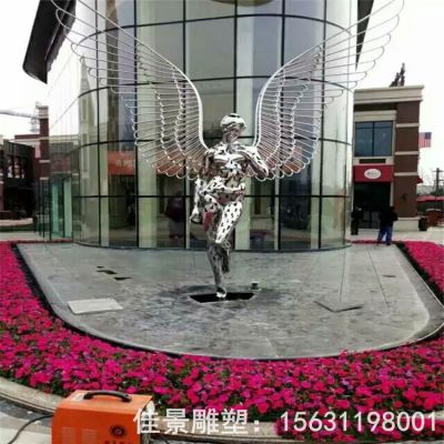 抽象展翅人物不锈钢雕塑