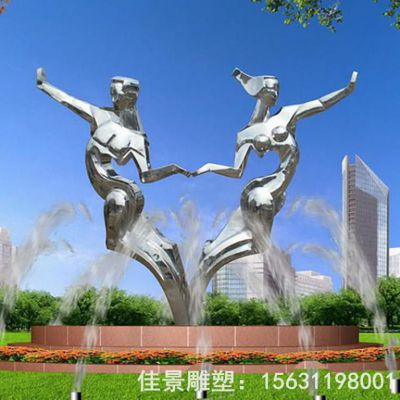 抽象人物跳舞不锈钢雕塑