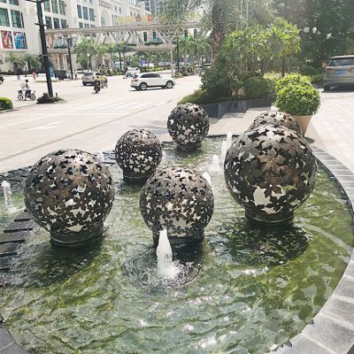 户外景观不锈钢镂空球雕塑