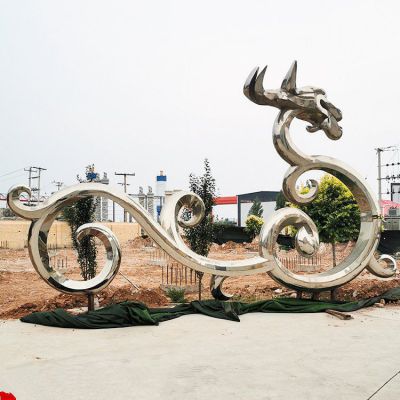 户外不锈钢龙动物雕塑
