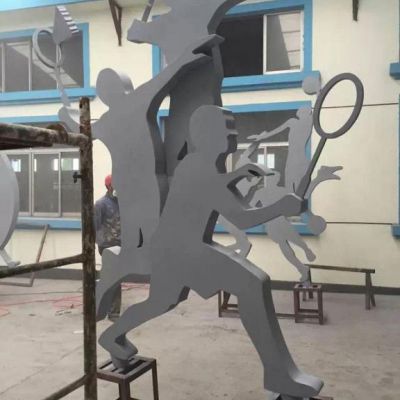 打羽毛球公园不锈钢雕塑