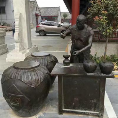 古代酿酒人物景观铜雕