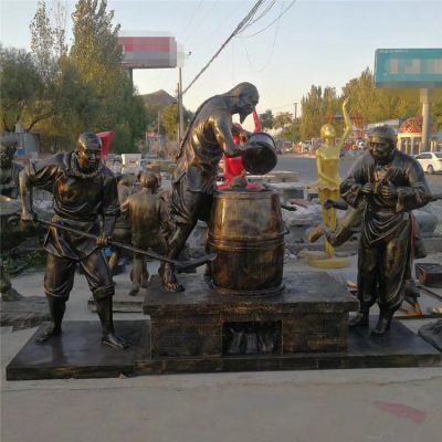 古代酿酒人物别墅铜雕