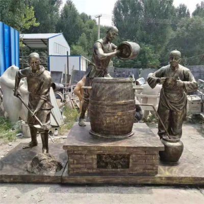 酿酒古代人物景区铜雕