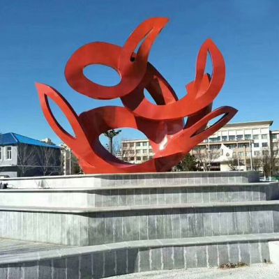 不锈钢彩绘景观抽象雕塑
