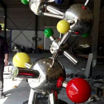 彩绘分子不锈钢景观雕塑