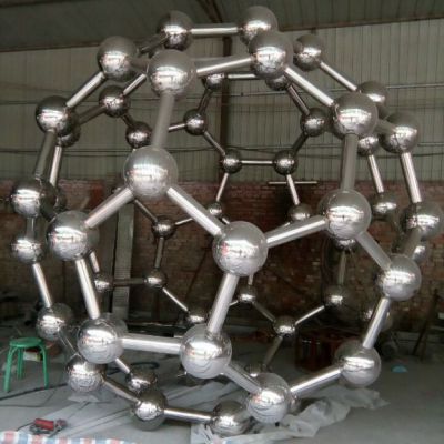 不锈钢彩绘分子景观雕塑